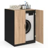 Meuble pour machine à laver avec portes noir et hêtre