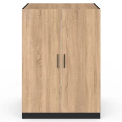 Meuble pour machine à laver avec portes noir et hêtre