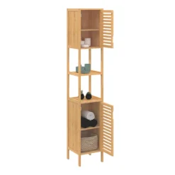 Meuble salle de bain colonne bambou 2 portes