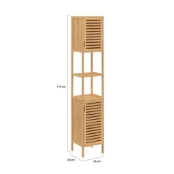 Meuble salle de bain colonne bambou 2 portes