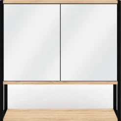 Meuble salle de bain suspendu métal et bois