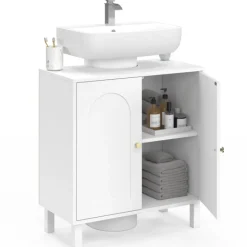 Meuble sous lavabo salle de bain design arche bois blanc