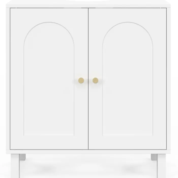 Meuble sous lavabo salle de bain design arche bois blanc