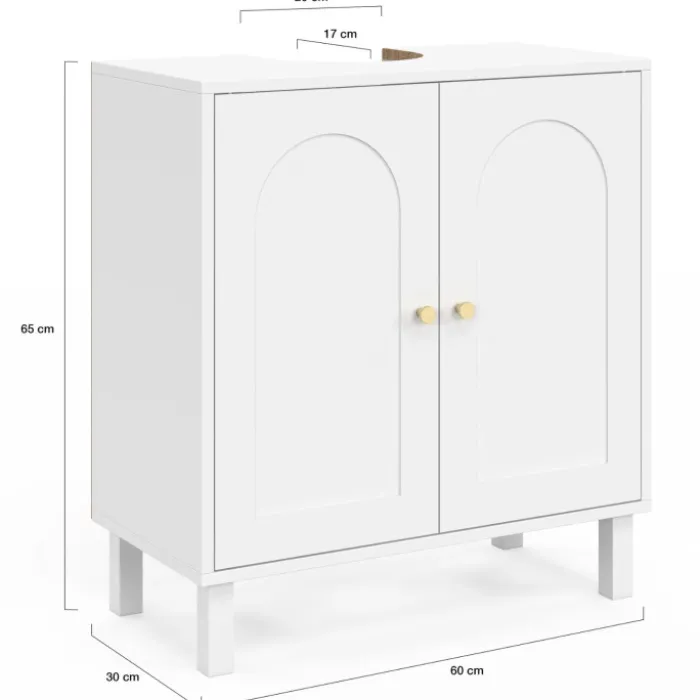 Meuble sous lavabo salle de bain design arche bois blanc