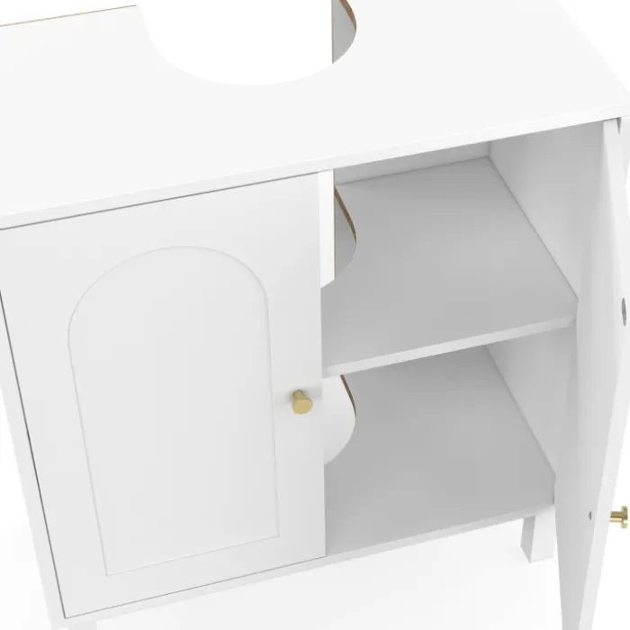 Meuble sous lavabo salle de bain design arche bois blanc