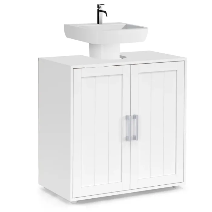 Meuble sous-lavabo en bois blanc
