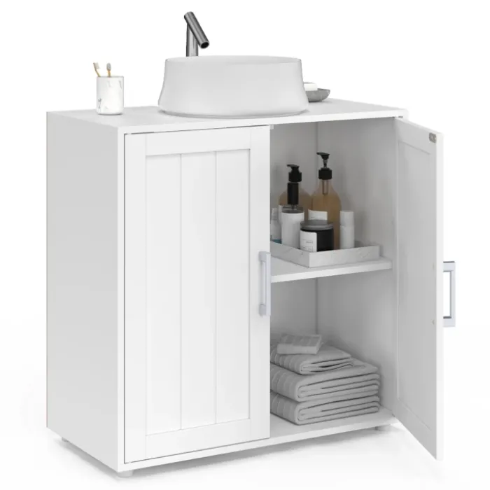 Meuble sous-lavabo en bois blanc