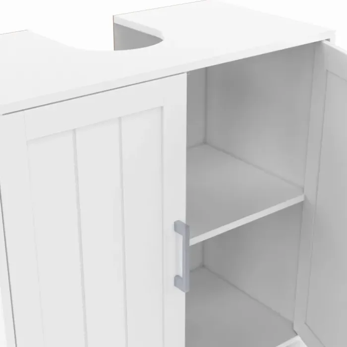 Meuble sous-lavabo en bois blanc