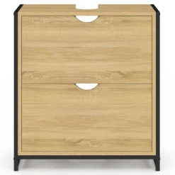 Meuble sous-lavabo salle de bain bois et métal 2 tiroirs