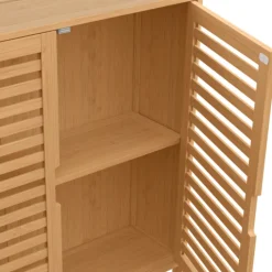 Meuble étagère dessus WC en bambou avec placard