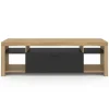 Meuble télé 140 cm bois et placard noir