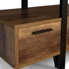 Meuble télé bois foncé pied épingle avec tiroirs