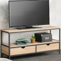 Meuble télé bois métal avec tiroirs