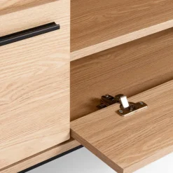 Meuble télé contemporain bois et métal 180 cm avec rangements