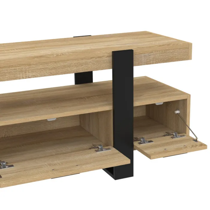Meuble télé design noir et bois avec rangement