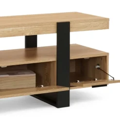 Meuble télé noir et bois 140 cm avec 3 tiroirs