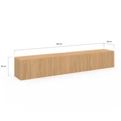 Meuble Télé suspendu 180 cm bois coloris chêne