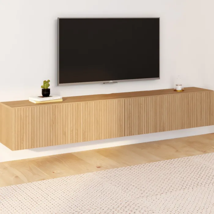 Meuble Télé suspendu 180 cm bois coloris chêne