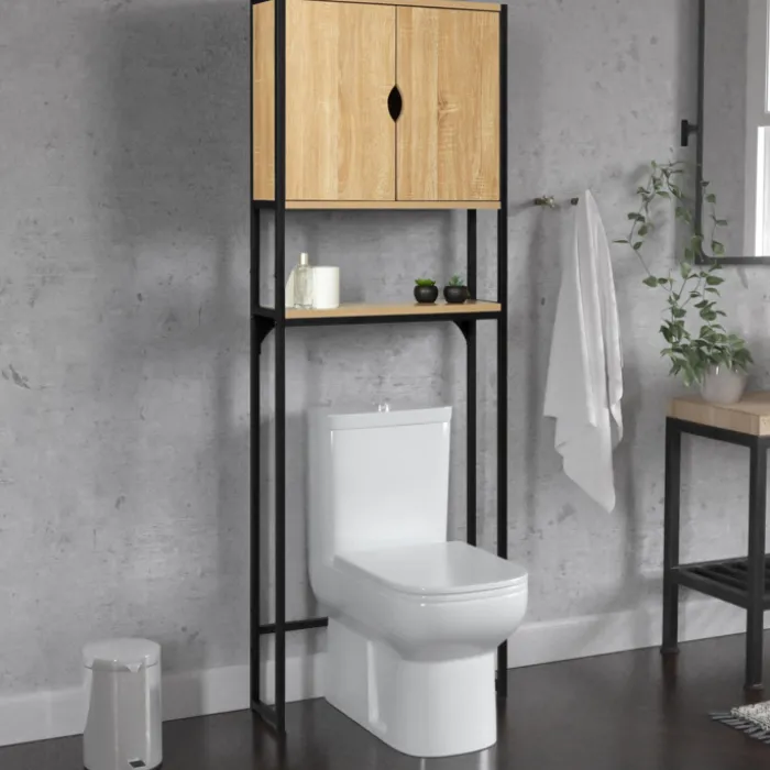 Meuble toilette industriel bois et métal