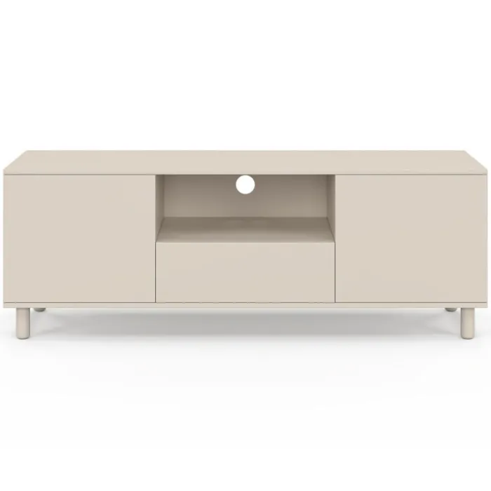 Meuble TV 140 cm 3 portes bois beige