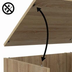 Meuble TV 140 cm 2 portes coulissantes réversibles effet bois et noir montage sans outils