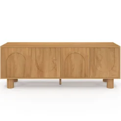 Meuble TV 140 cm 4 portes design arche effet bois