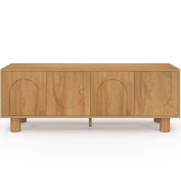 Meuble TV 140 cm 4 portes design arche effet bois