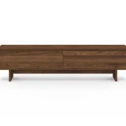 Meuble TV 180 cm 2 portes effet noyer