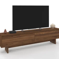 Meuble TV 180 cm 2 portes effet noyer