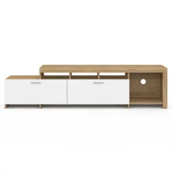 Meuble tv 180 cm bois placards blancs
