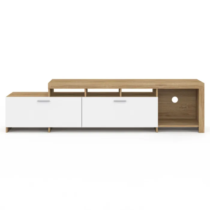Meuble tv 180 cm bois placards blancs