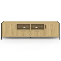 Meuble TV 180 cm design industriel 2 portes 2 tiroirs