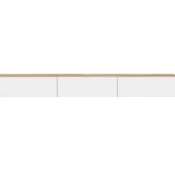 Meuble TV 270 cm suspendu 3 portes bois et blanc