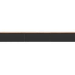 Meuble TV 270 cm suspendu 3 portes bois et noir