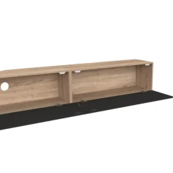 Meuble TV 270 cm suspendu 3 portes bois et noir