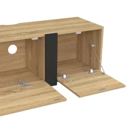 Meuble TV 180 cm suspendu 3 portes design industriel