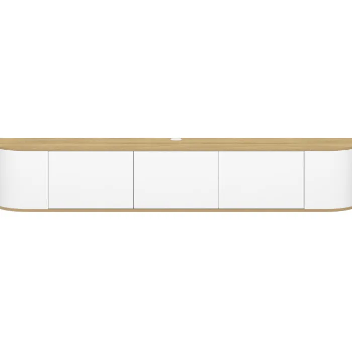 Meuble TV 180 cm suspendu 3 portes bois et blanc