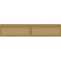 Meuble TV 180 cm suspendu 2 portes effet naturel cannage