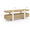 Meuble TV bois et blanc 140 cm avec tiroirs
