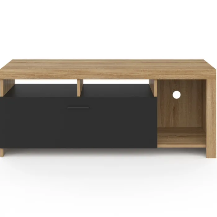 Meuble TV bois et placard noir moderne