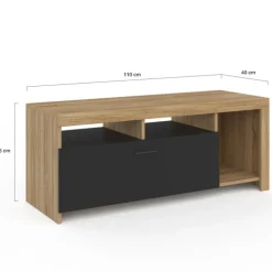 Meuble TV bois et placard noir moderne