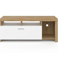 Meuble TV bois et placard blanc moderne
