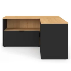 Meuble TV d'angle 90 x 90 cm façon hêtre et noir
