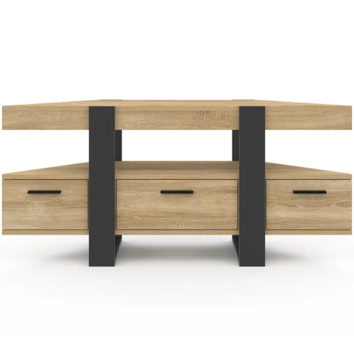 Meuble TV d'angle bois et noir