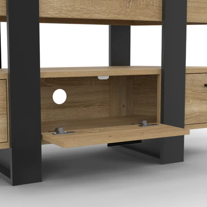 Meuble TV d'angle bois et noir