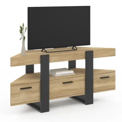 Meuble TV d'angle bois et noir