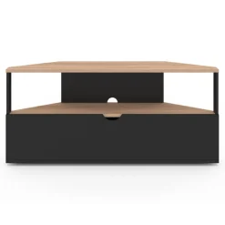 Meuble TV d'angle bois façon hêtre et noir 100 cm
