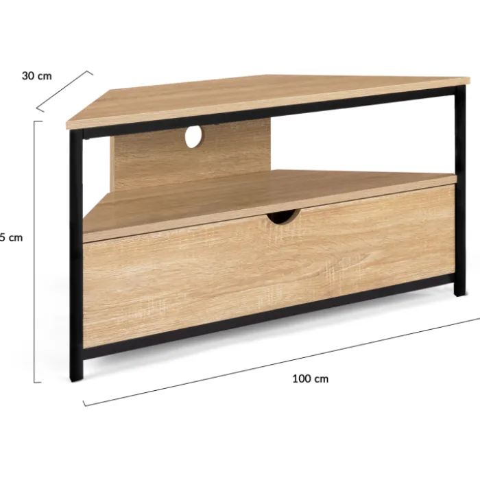 Meuble TV d'angle industriel