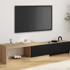 Meuble tv extensible 2 portes bois et noir