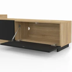 Meuble tv extensible 2 portes bois et noir